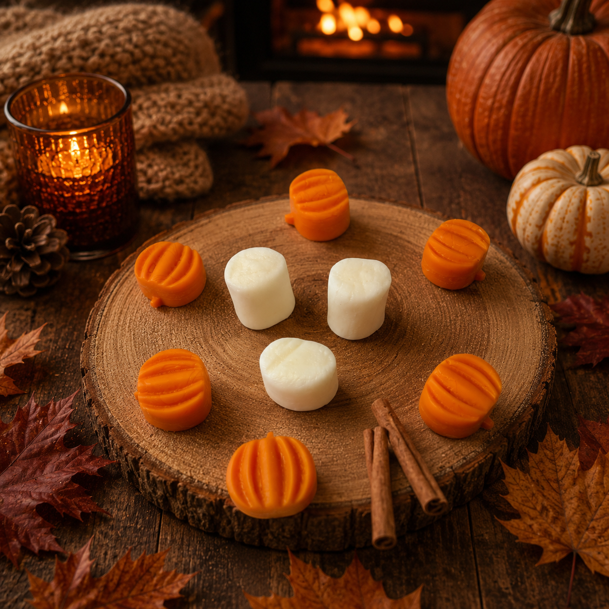 Vanilla Pumpkin Marshmallow Wax Melts. 4.65 oz./Soy Wax Melts/Strongly Scented Wax Melts/Pumpkin and Marshmallow Wax Melts. 9 Pieces