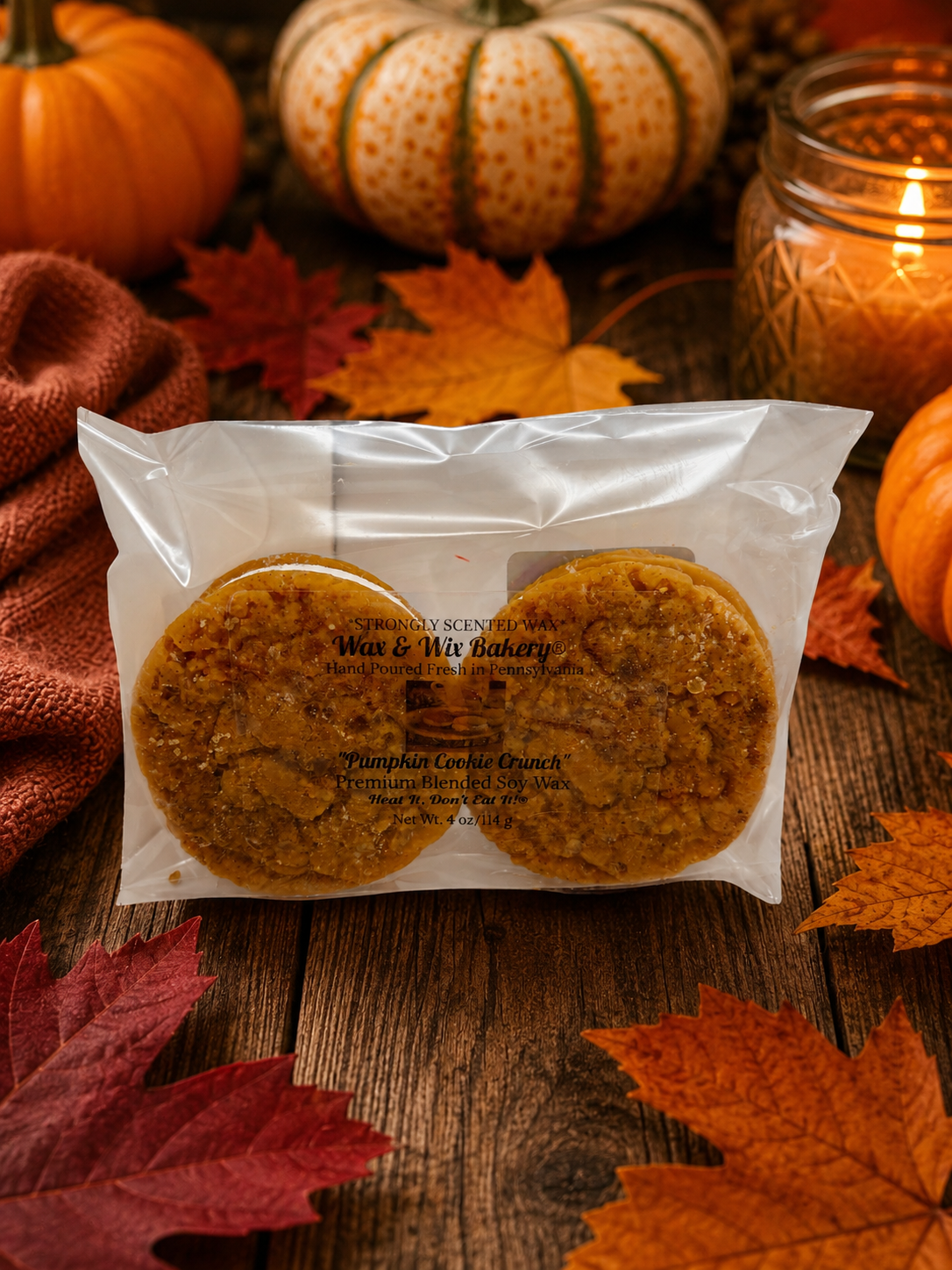 Pumpkin Cookie Crunch Wax Melts. 4 oz. Cookie Wax Melts/Soy Wax Melts/Strongly Scented Wax Melts/Wax Tarts for Wax Warmers. 2 Cookies.