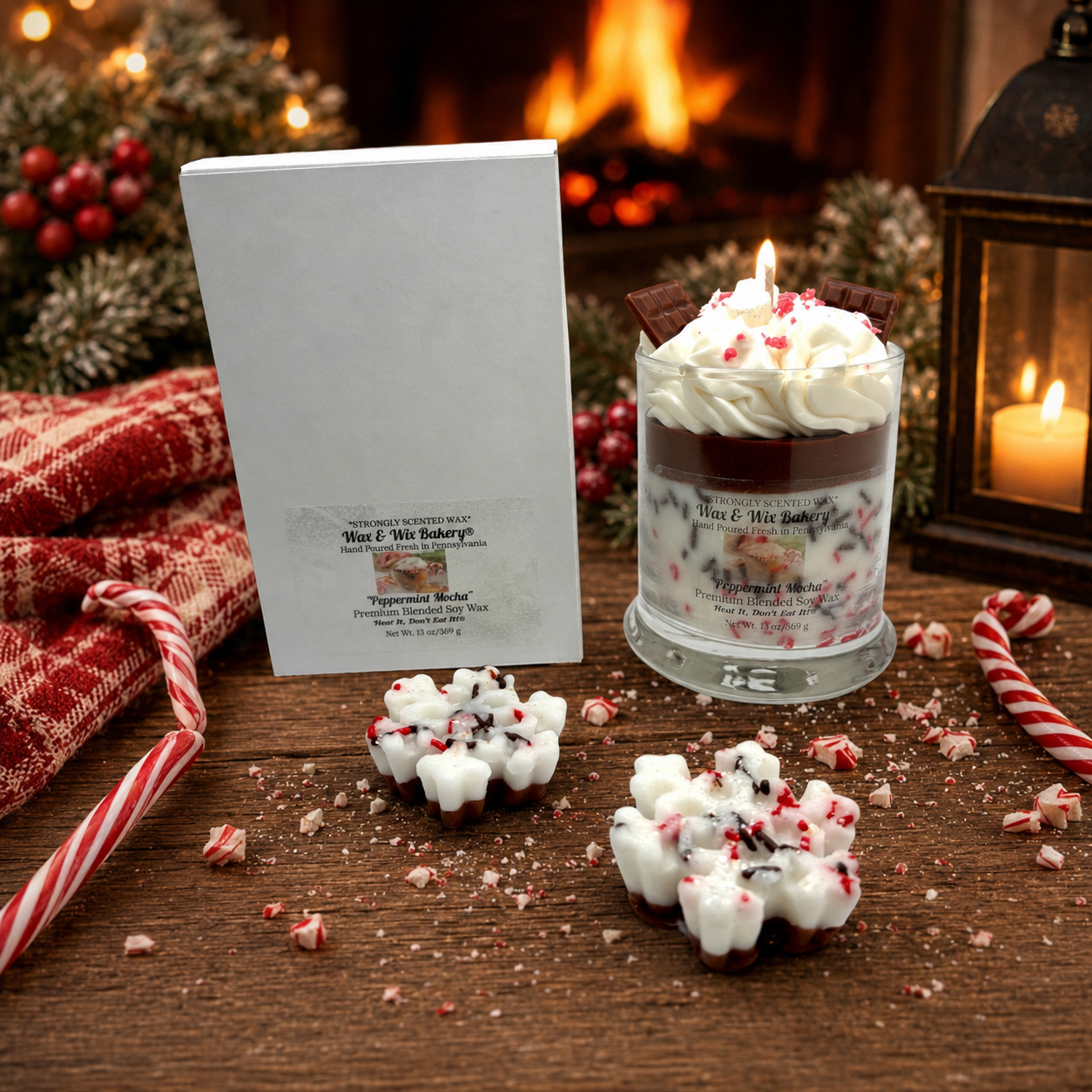Peppermint Mocha Candle. 13 oz. Soy Candle/Chocolate/Marshmallows. Strongly Scented Candle/Christmas Candle/Holiday Candle/Winter Candle