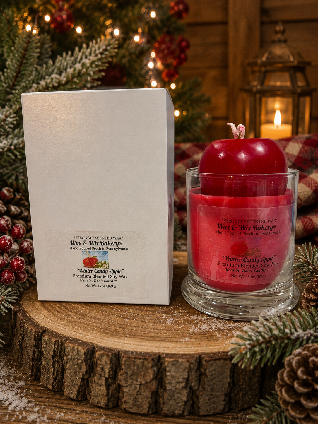 Winter Candy Apple Candle. 13oz. Soy Candle/Strong Scented Candle/Holiday Candle/Winter Candle