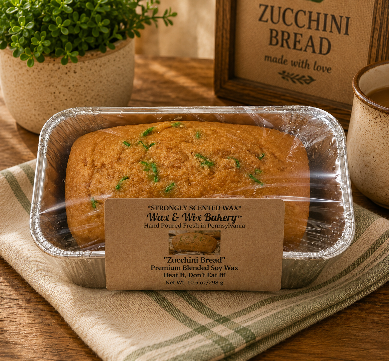 Zucchini Bread Wax Melt. Large Loaf Pan Soy Wax Melt/Strongly Scented Wax Melt. 13 Ounces