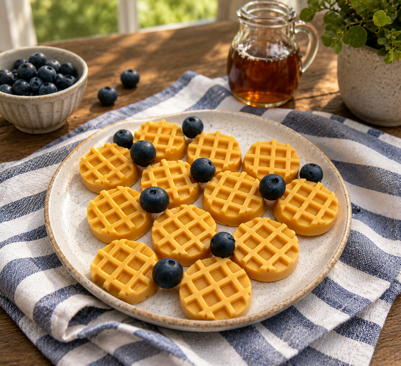 Blueberry Maple Waffle Wax Melts. Bakery Wax Melt. Strongly Scented Wax Melts. 4 oz. 12 Waffles + 9 Blueberries