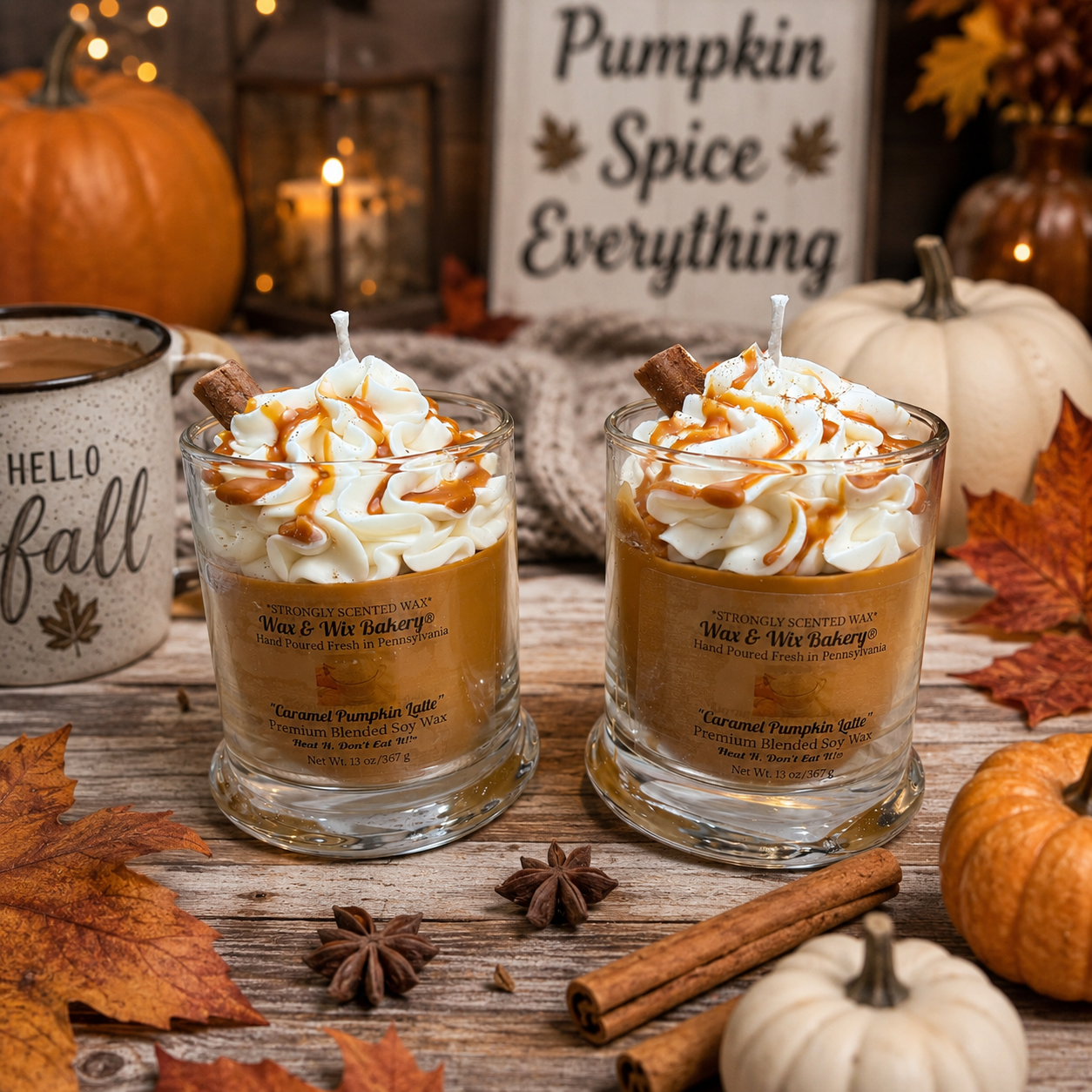 Caramel Pumpkin Latte Candle 13oz. Soy Candle/Strong Scented Candle/Pumpkin Candle/Holiday Candle/Fall Candle