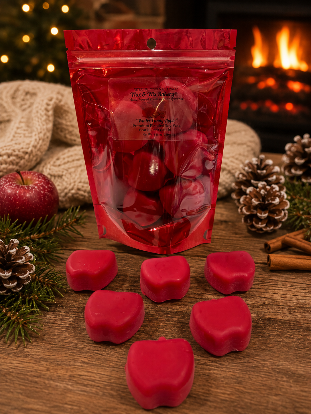 Winter Candy Apple Wax Melts. 4.55 oz. Winter Wax Melt/Apple Wax Melts/Soy Wax Melts/Strongly Scented Wax Melts/Wax Tarts for Wax Warmers.
