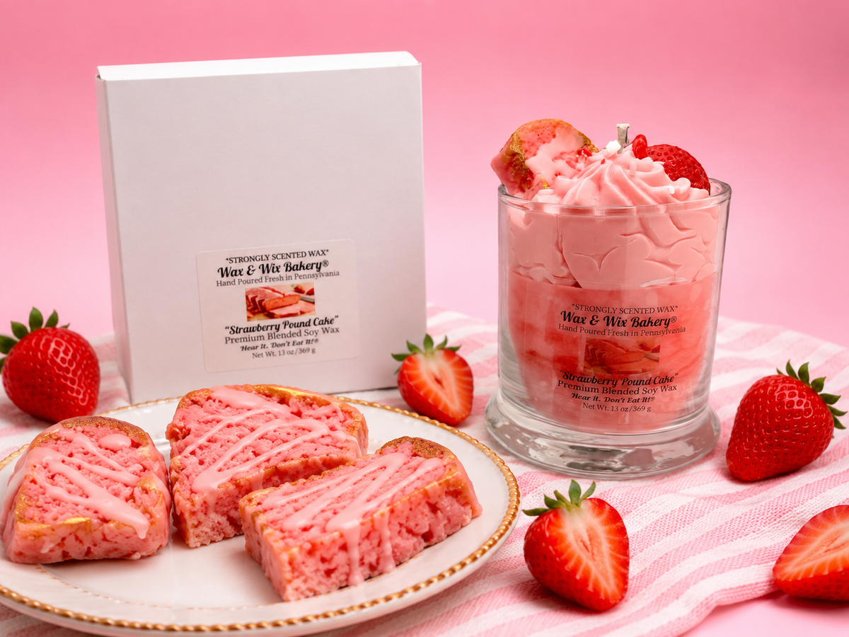 Large Strawberry Pound Cake Candle. 13 Ounce. Pound Cake. Soy Wax Candle. Strongly Scented Candle.