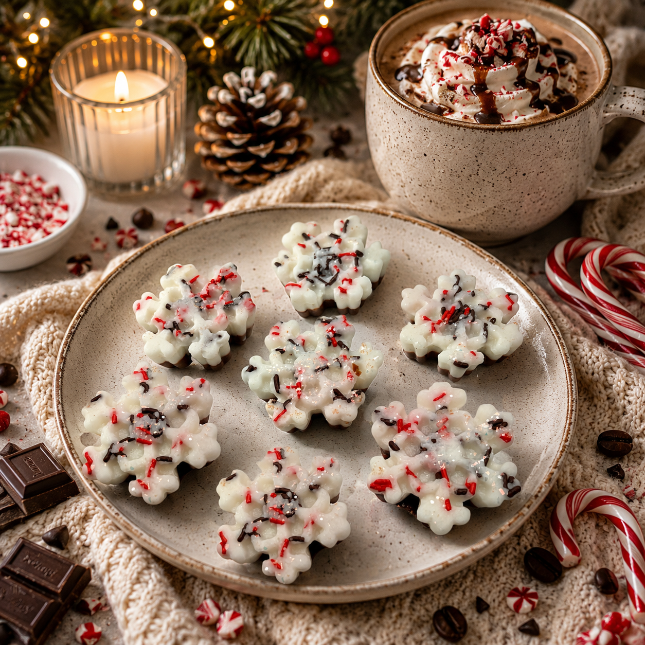 Peppermint Mocha Snowflake Wax Melt. 5 oz. Winter Wax Melt/Soy Wax Melts/Strongly Scented Wax Melts/Wax Tarts for Wax Warmers. 6 Pieces
