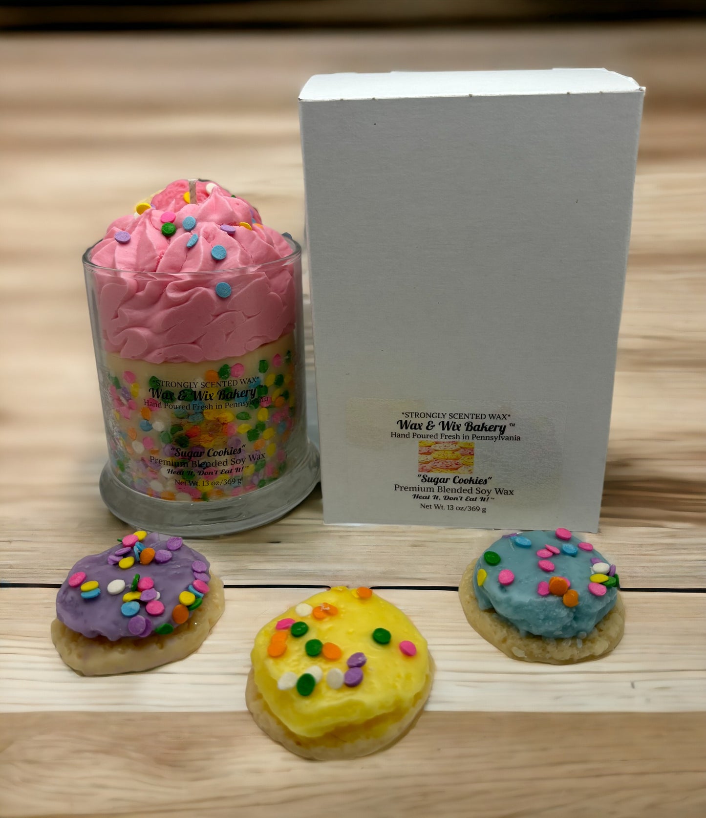 Sugar Cookie Soy Wax Candle/Large 13oz Candle/6 Color Choices/Strong Scented Soy Wax Candle.