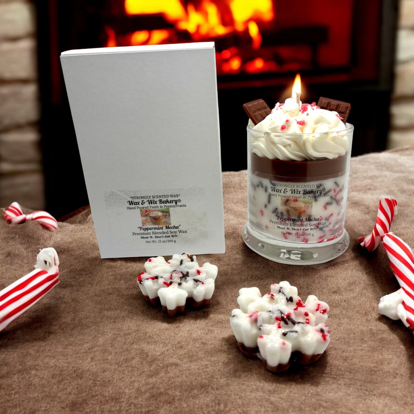 Peppermint Mocha Candle. 13 oz. Soy Candle/Chocolate/Marshmallows. Strongly Scented Candle/Christmas Candle/Holiday Candle/Winter Candle