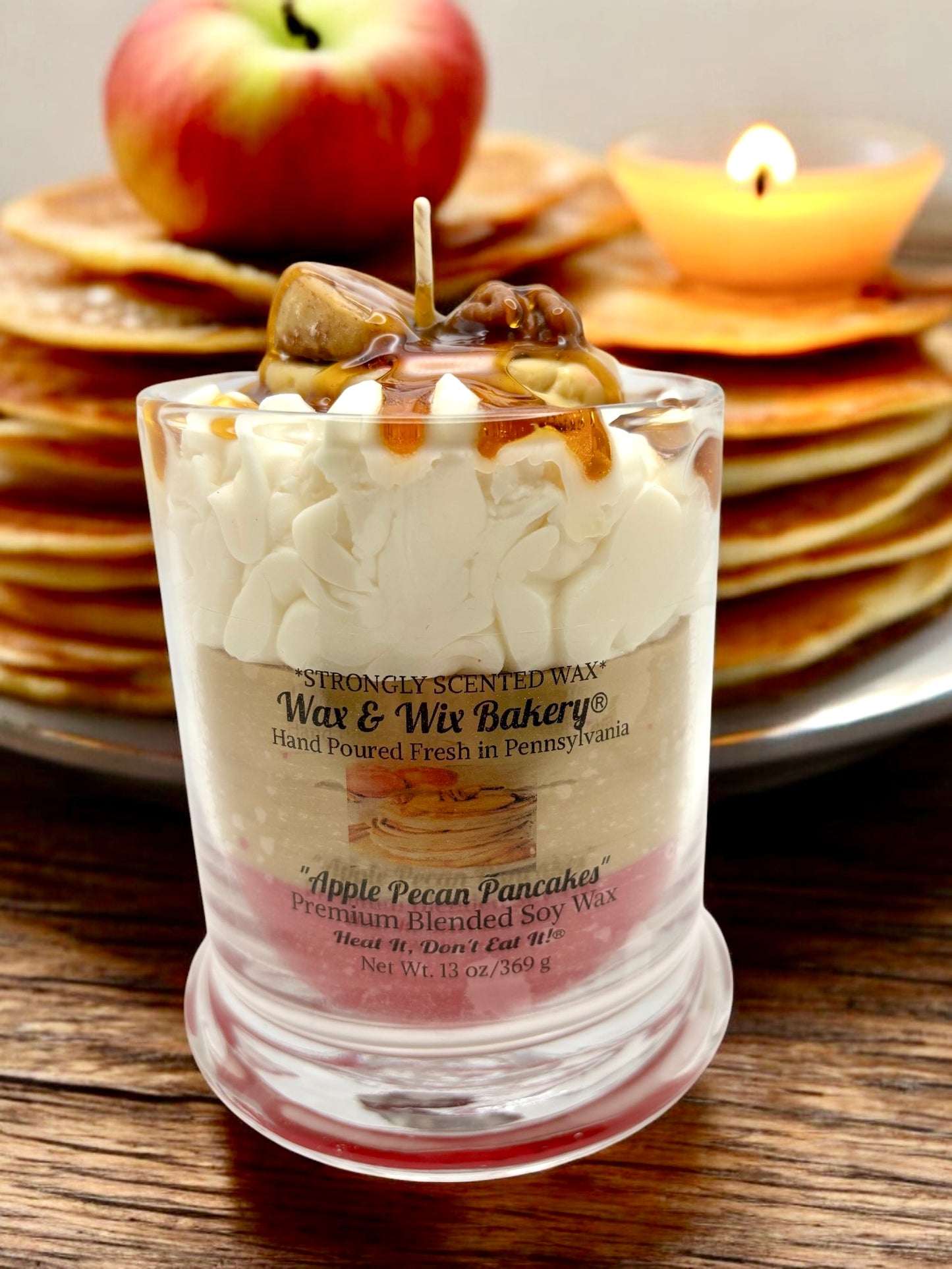 Apple Pecan Pancake Candle. 13 oz. Soy Candle/Apples, Pecans, Pancakes. Strongly Scented Candle. Dessert Candle/Breakfast Candle/Food Candle