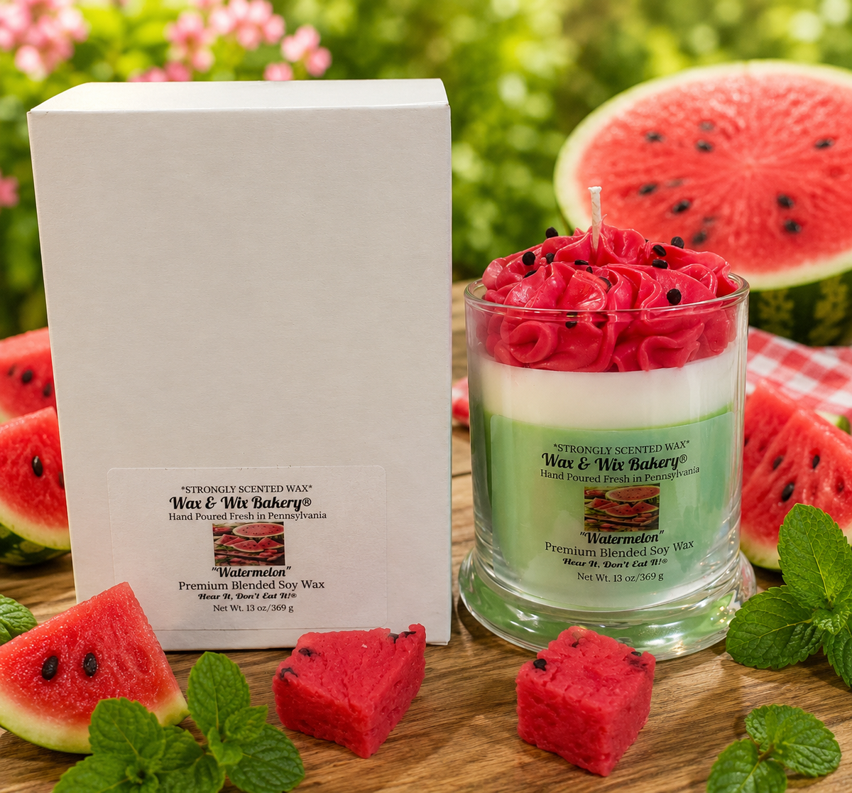 Watermelon Candle. 13 oz. Soy Candle. Fruit Candle. Summer Candle. Strongly Scented Candle. Food Inspired Candle