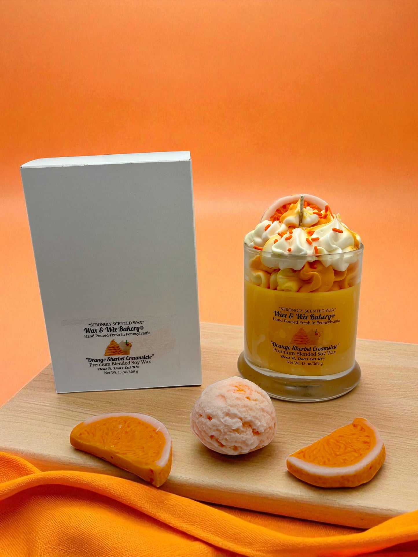 Orange Sherbet Creamsicle Candle. 13 oz. Soy Candle/Oranges, Ice Cream. Strongly Scented Candle. Dessert Candle/Food Candle