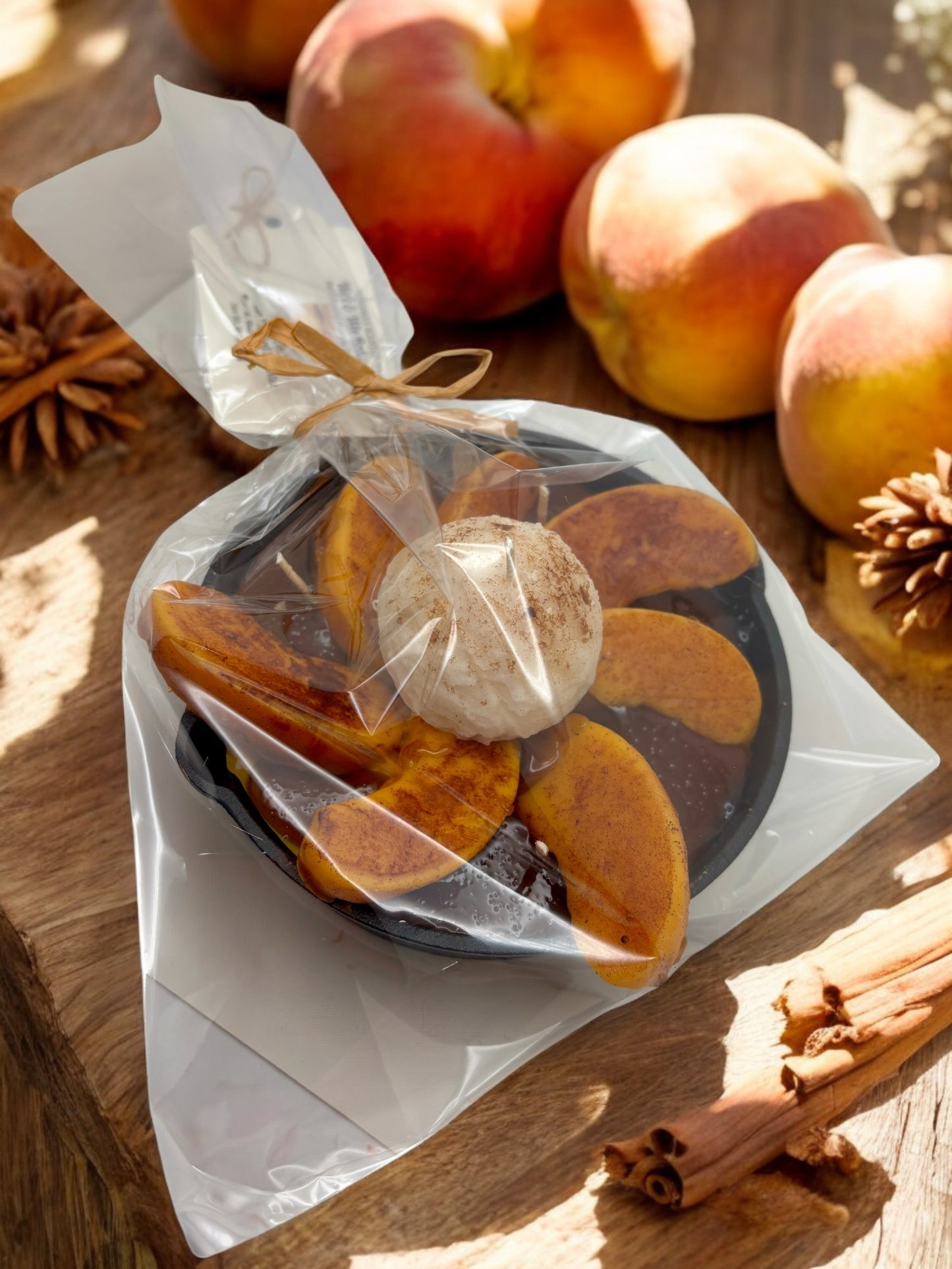 Peach Pie & Ice Cream Skillet Candle. Large 16oz. Soy Candle/Strong Scented/Food Candle/Skillet Candle/ Dessert Candle