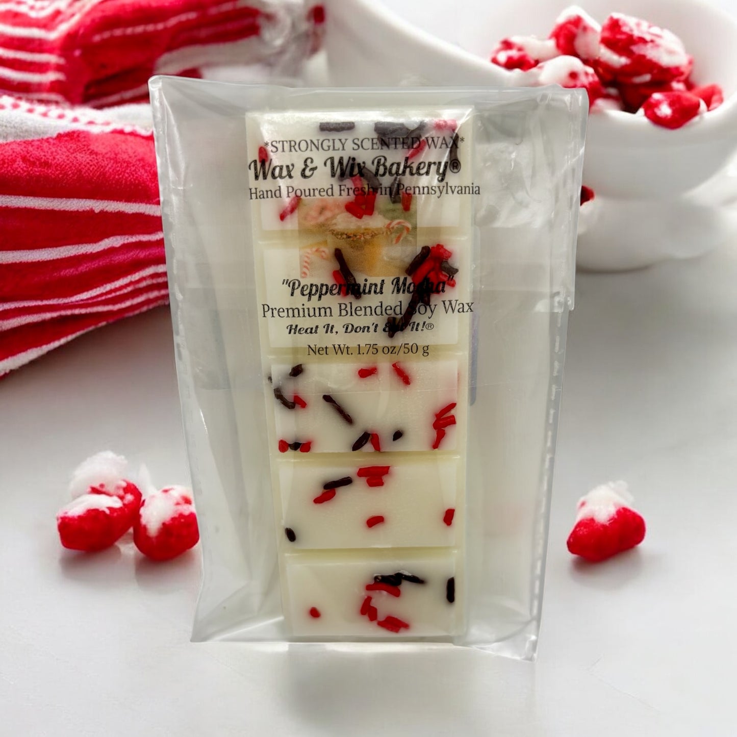 Peppermint Mocha Snap Bar Wax Melt. 1.75 oz. Winter Wax Melt/Soy Wax Melts/Strongly Scented Wax Melts/Wax Tarts for Wax Warmers.