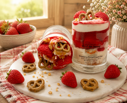 Strawberry Pretzel Crunch Cake Candle. Large 13 oz. Soy Candle/Strawberry Dessert Candle. Strongly Scented Candle