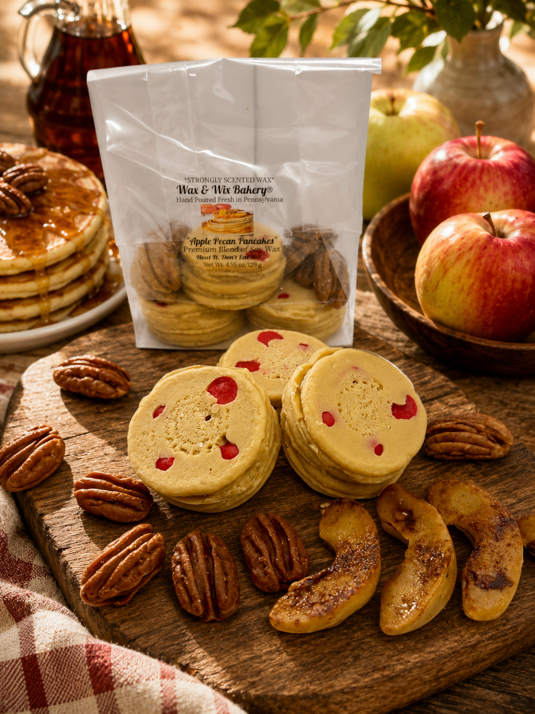 Apple Pecan Pancakes Wax Melts. Bakery Wax Melt. Strongly Scented Wax Melts. 4.55 oz. Dessert Wax Melts/Food Wax Melts/Dessert Wax Melts