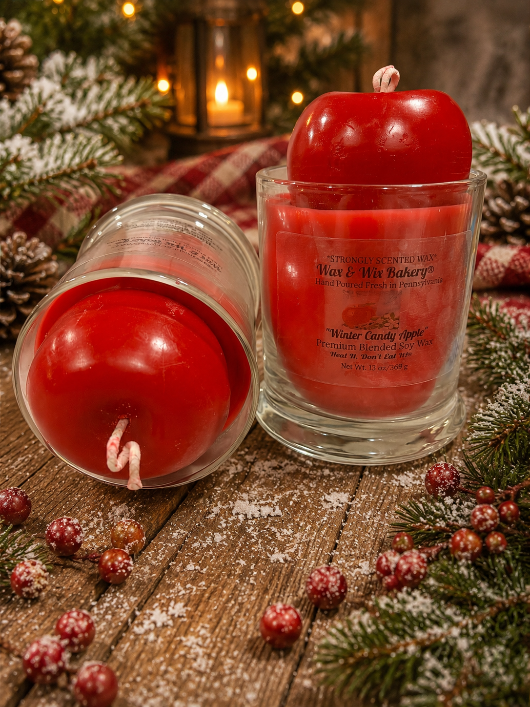 Winter Candy Apple Candle. 13oz. Soy Candle/Strong Scented Candle/Holiday Candle/Winter Candle