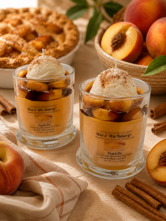 Peach Pie Candle. 13 oz. Soy Candle/Peaches, Ice Cream, Cinnamon. Strongly Scented Candle. Dessert Candle/Summer Candle/Food Candle