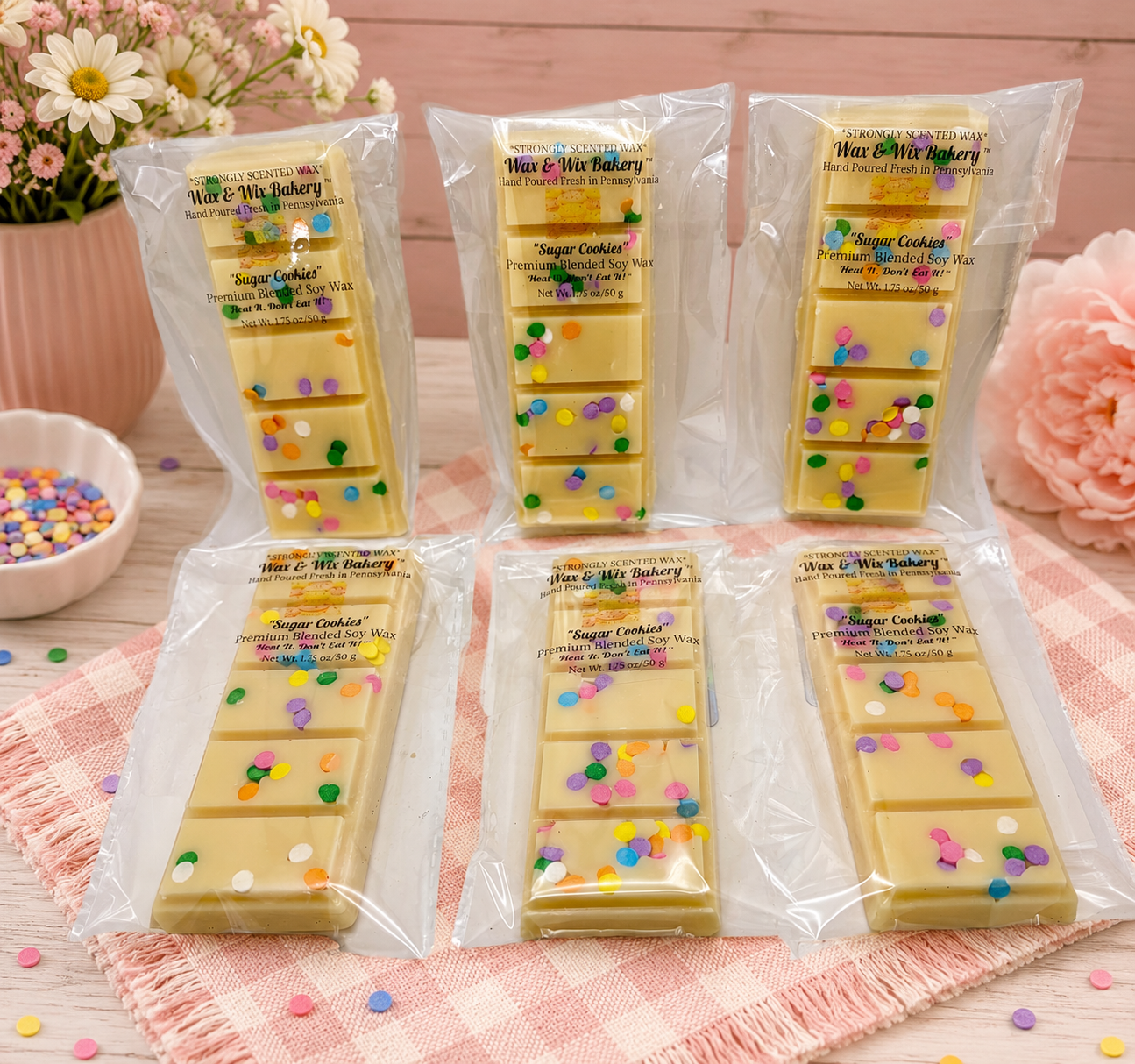 Sugar Cookies Snap Bar. Strongly Scented Soy Wax. Wax Melts/Wax Tarts/Snap Bar for Wax Warmers. 1.75 Oz. 1 Bar