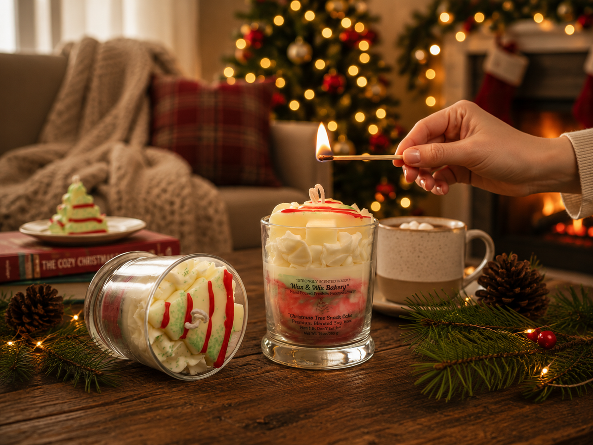 Christmas Tree Snack Cake Candle. 13oz. Soy Candle/Strong Scented Candle/Holiday Candle/Winter Candle/Dessert Candle