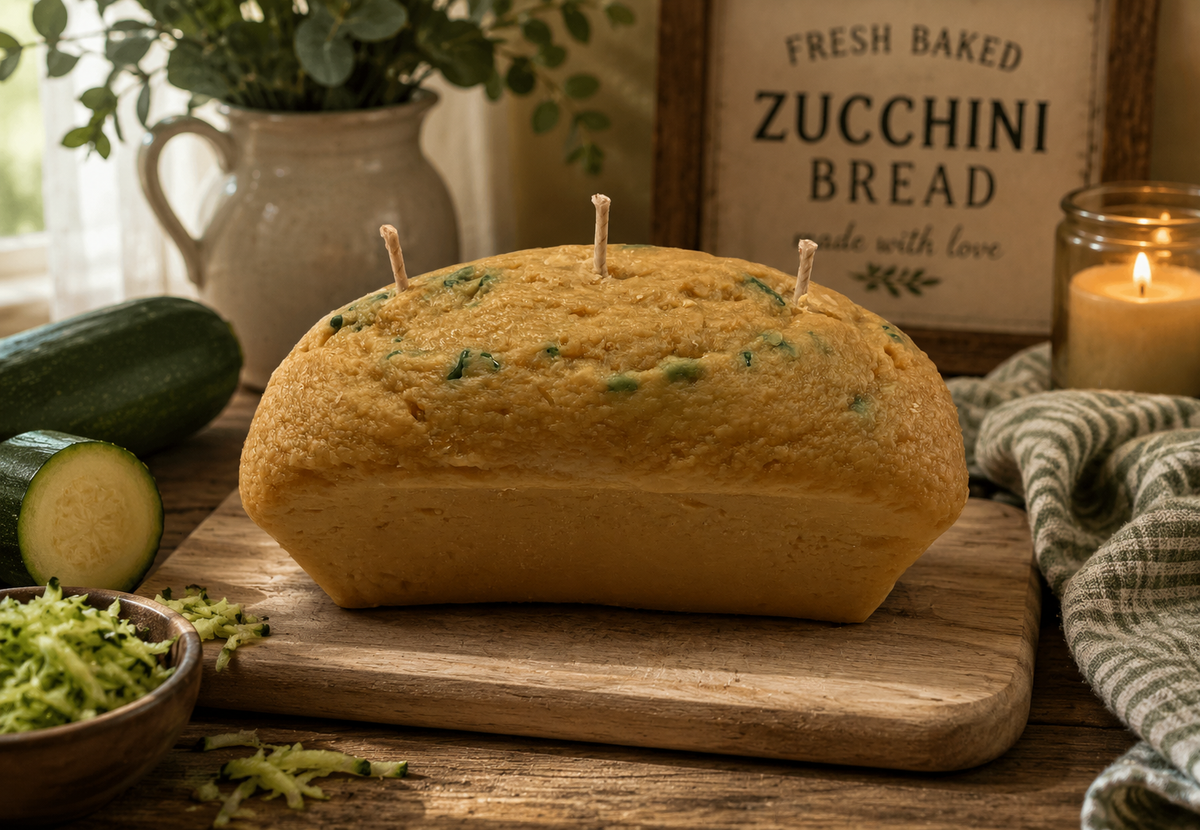 Zucchini Bread Loaf Pan Candle. Large 13 oz, Soy Wax Candle. 3 Wick Candle. Strongly Scented Candle. 13 Ounces