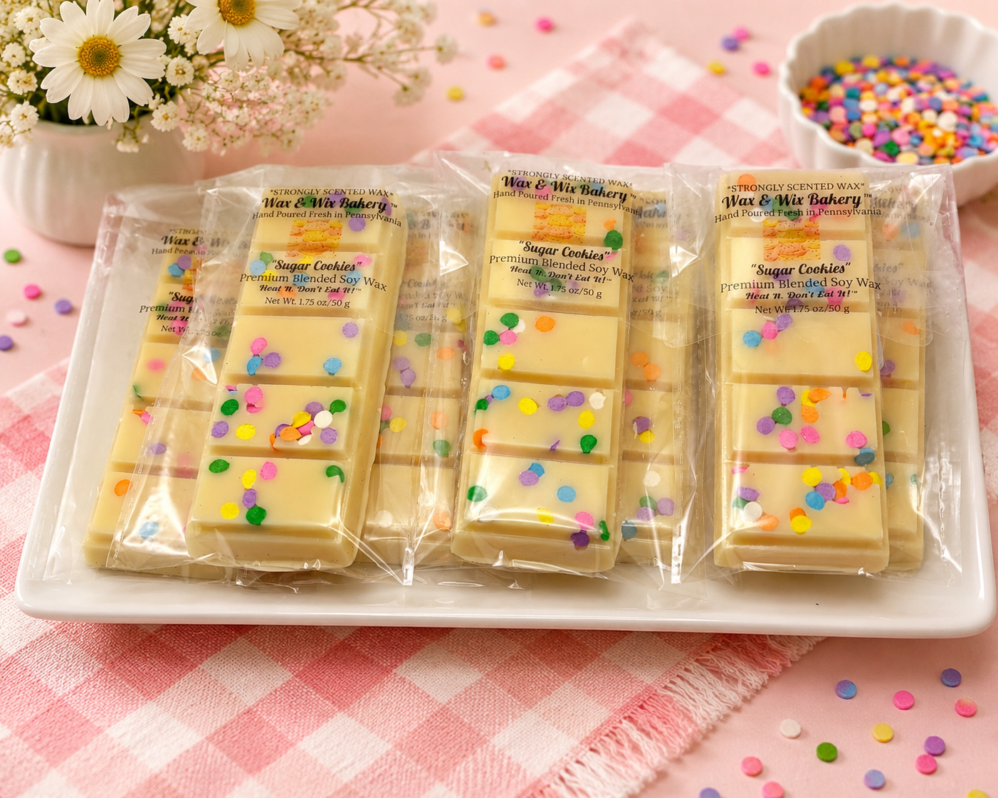 Sugar Cookies Snap Bar. Strongly Scented Soy Wax. Wax Melts/Wax Tarts/Snap Bar for Wax Warmers. 1.75 Oz. 1 Bar
