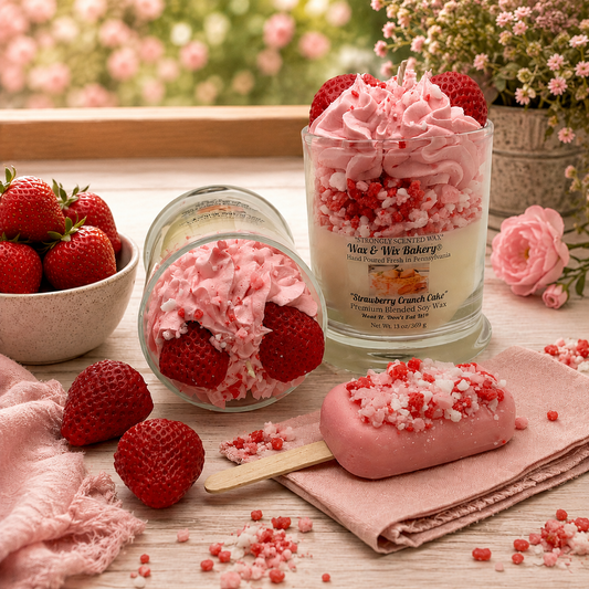 Strawberry Crunch Cake Candle. Large 13 oz. Soy Candle/Strawberry Cake Dessert Candle/Summer Candle. Strongly Scented Candle.