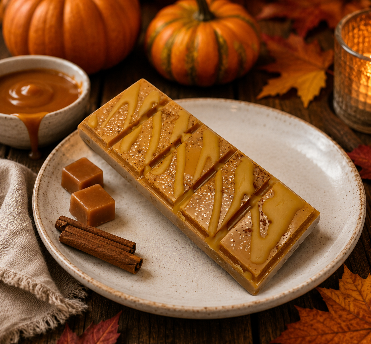 Caramel Pumpkin Swirl Snap Bar. Strongly Scented Soy Wax. Wax Melts/Wax Tarts/Snap Bar for Wax Warmers. 1.75 Oz. 1 Bar