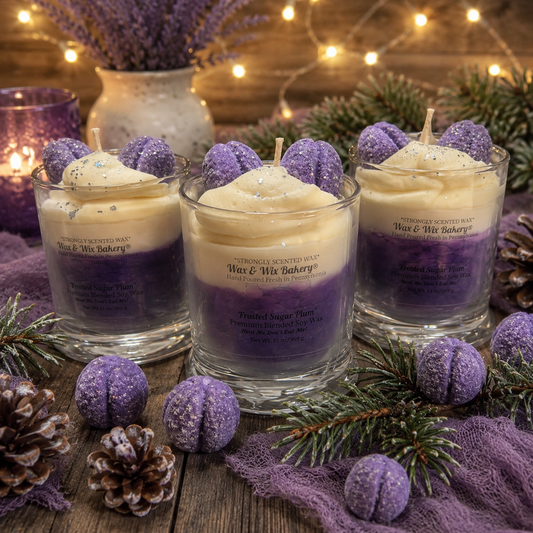 Frosted Sugar Plum Candle. 13oz. Soy Candle/Strong Scented Candle/Holiday Candle/Winter Candle