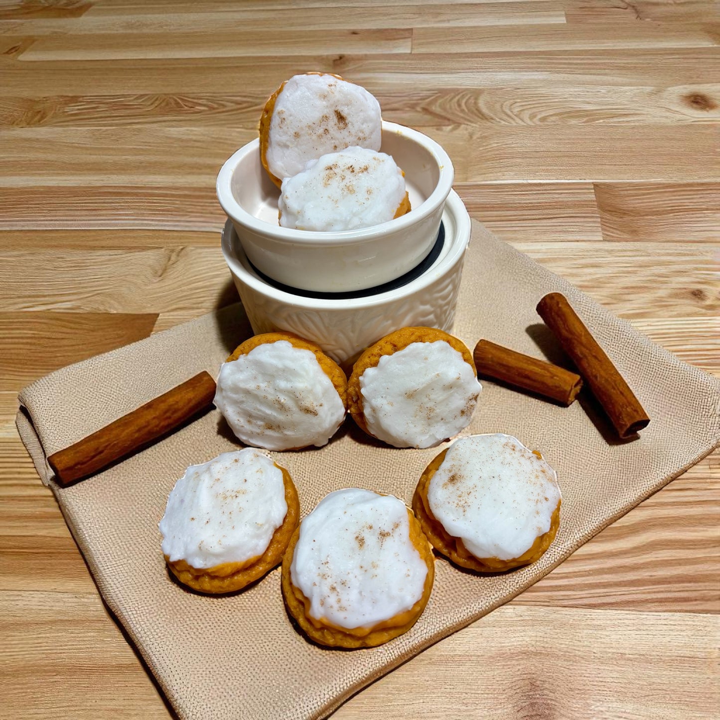 Frosted Pumpkin Spice Cookie Wax Melts. 4.25 oz. Cookie Wax Melts/Soy Wax Melts/Strongly Scented Wax Melts/Wax Tarts for Wax Warmers. 5 Cookies.