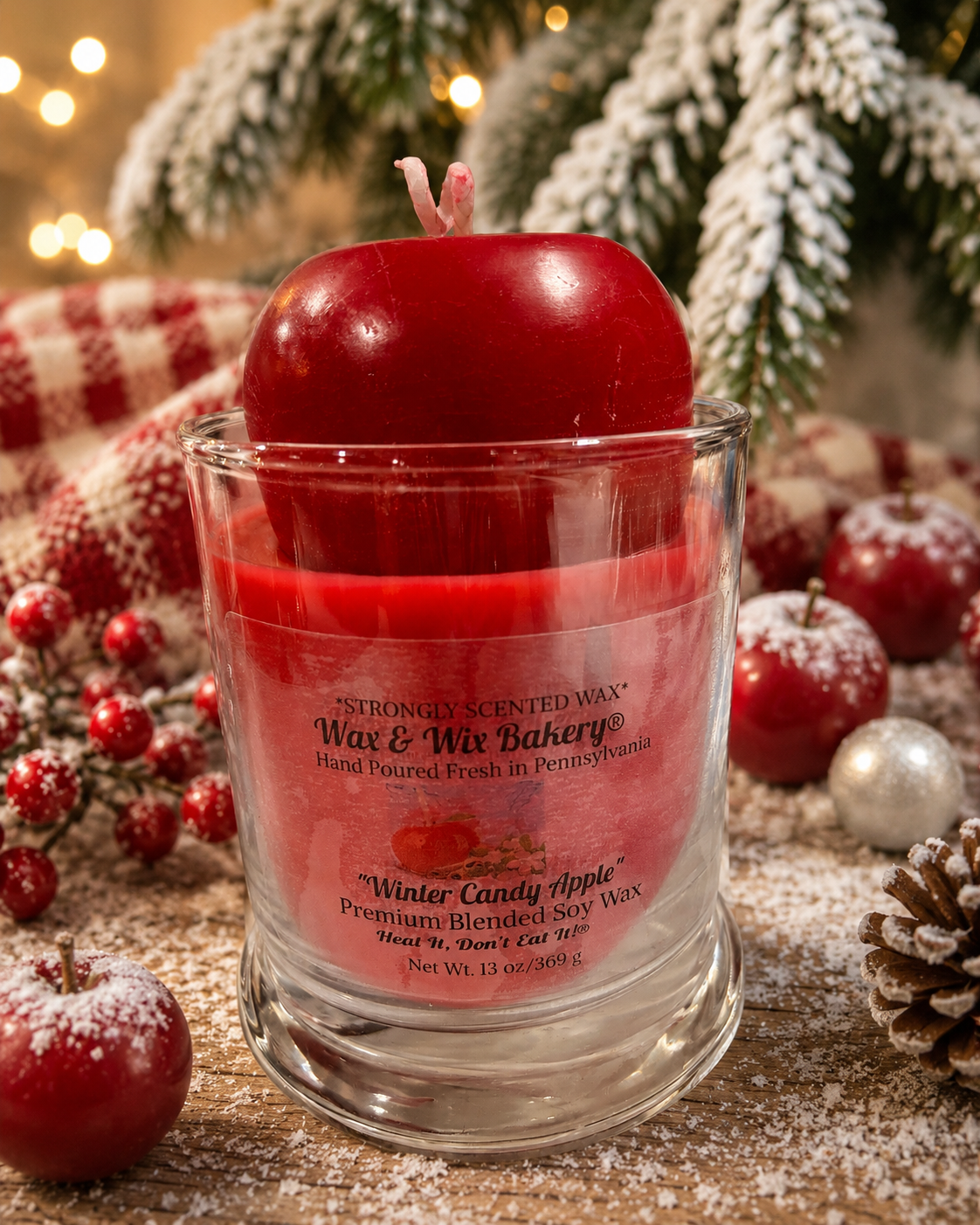 Winter Candy Apple Candle. 13oz. Soy Candle/Strong Scented Candle/Holiday Candle/Winter Candle