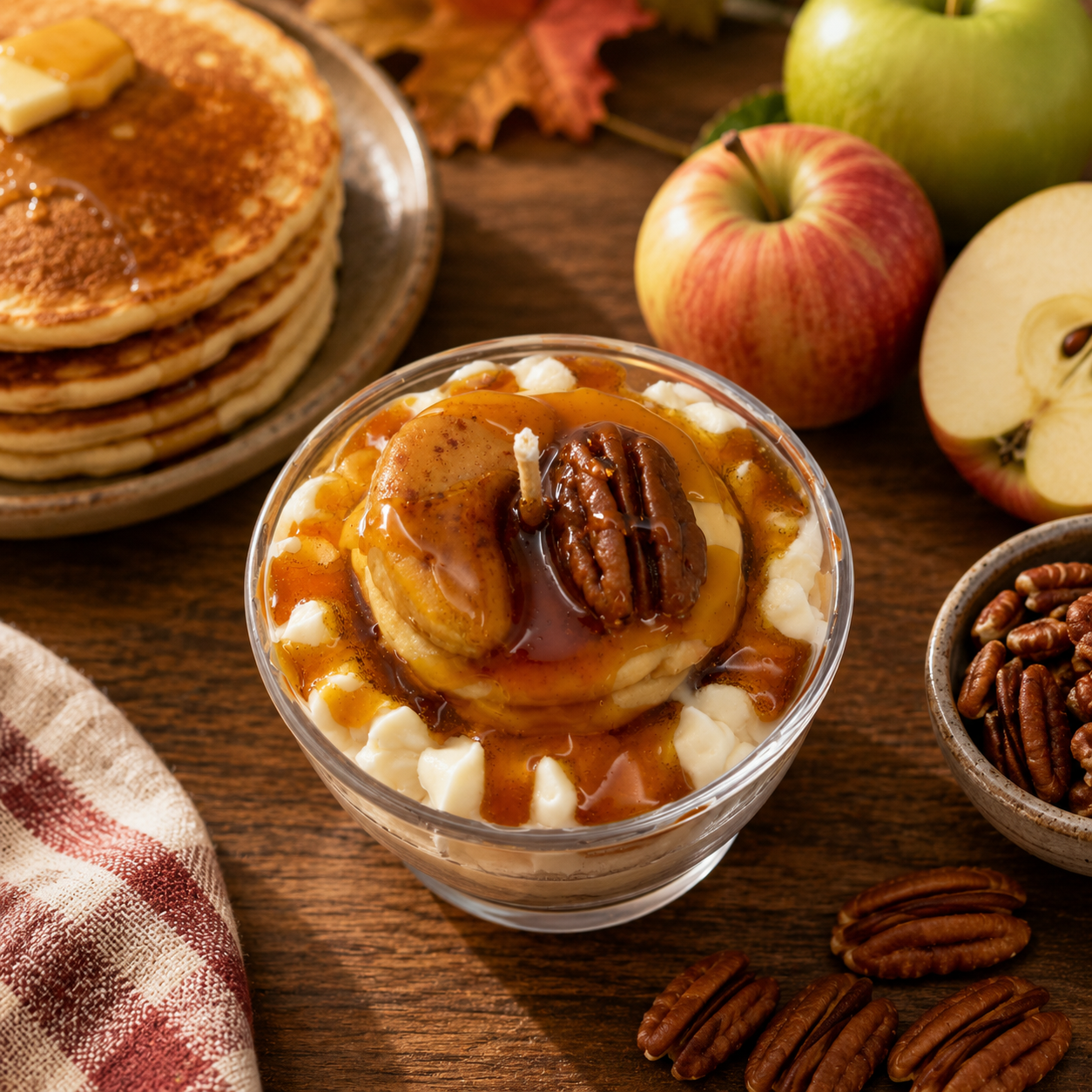 Apple Pecan Pancake Candle. 13 oz. Soy Candle/Apples, Pecans, Pancakes. Strongly Scented Candle. Dessert Candle/Breakfast Candle/Food Candle