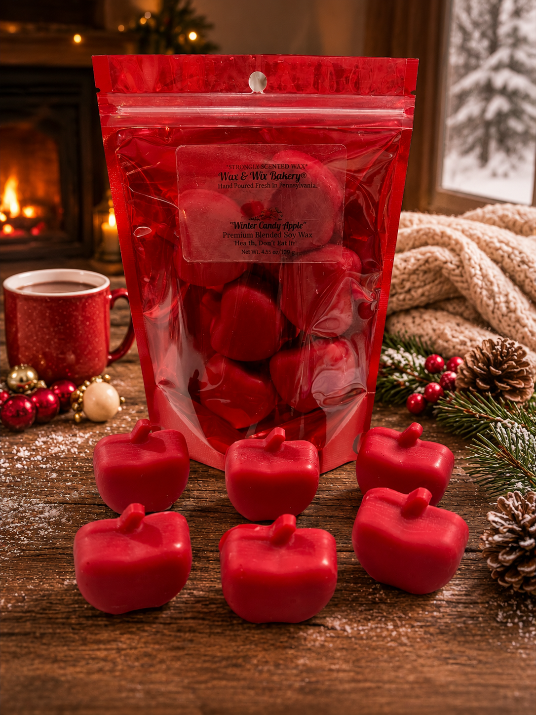 Winter Candy Apple Wax Melts. 4.55 oz. Winter Wax Melt/Apple Wax Melts/Soy Wax Melts/Strongly Scented Wax Melts/Wax Tarts for Wax Warmers.