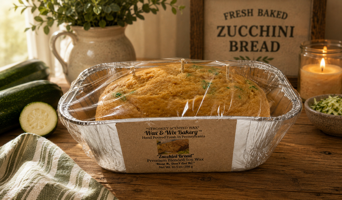 Zucchini Bread Loaf Pan Candle. Large 13 oz, Soy Wax Candle. 3 Wick Candle. Strongly Scented Candle. 13 Ounces