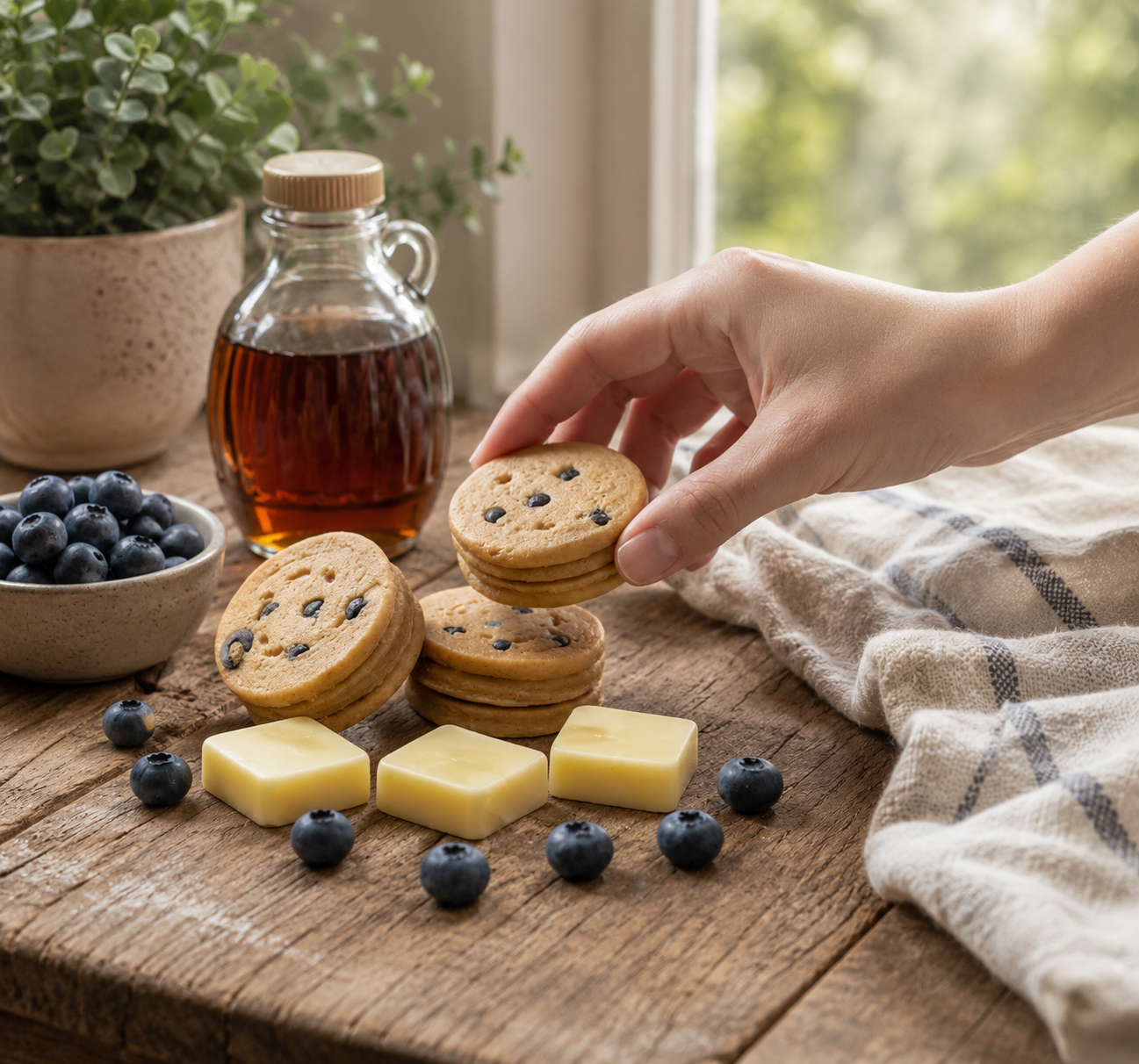 Blueberry Maple Pancakes Wax Melts. Bakery Wax Melt. Strongly Scented Wax Melts. 5 oz. 3 Pancake Stacks + 6 Blueberries + 3 Butter Pats