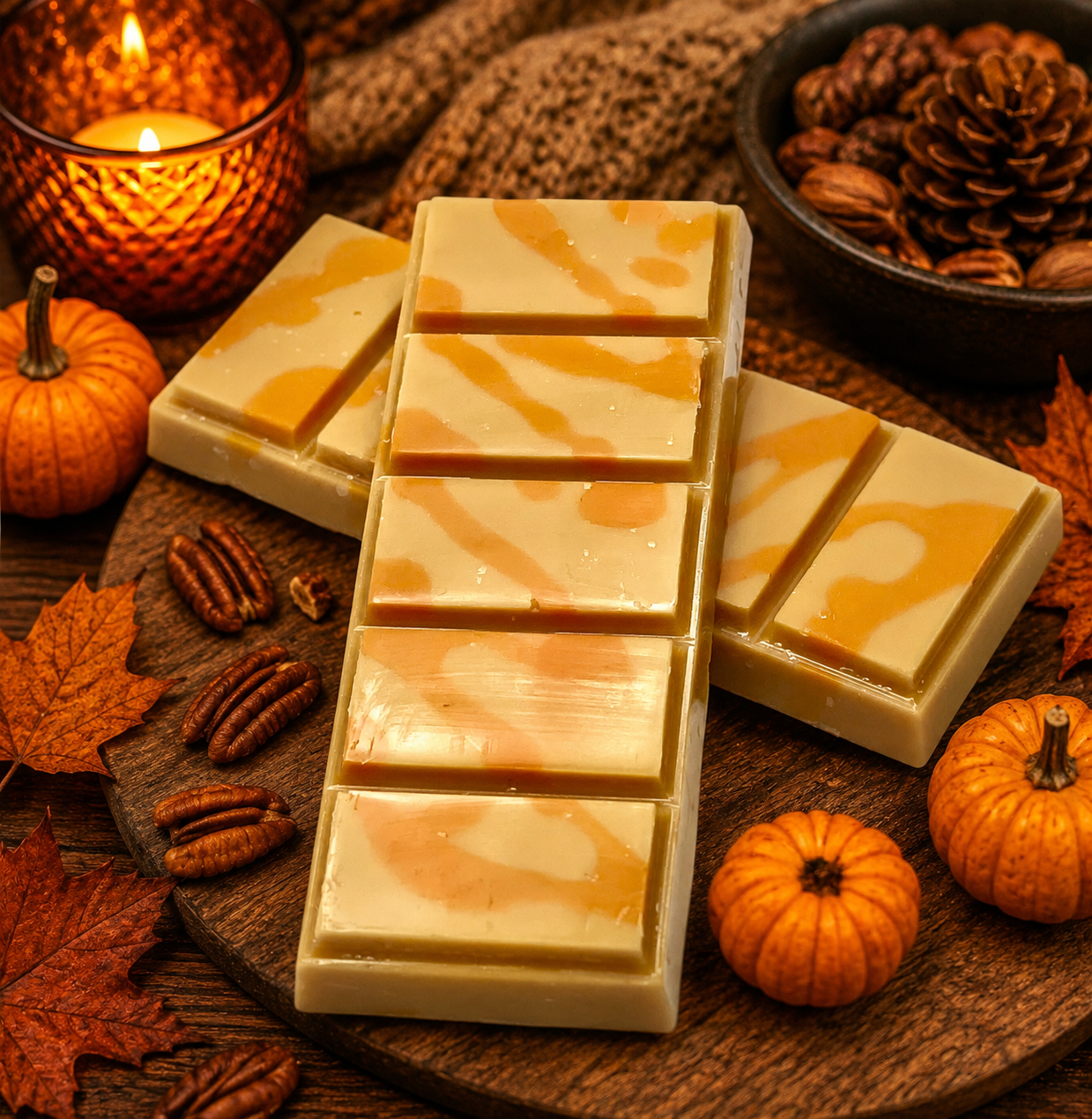Pumpkin Pecan Waffles Snap Bar. Strongly Scented Soy Wax. Wax Melts/Wax Tarts/Snap Bar for Wax Warmers. 1.75 Oz. 1 Bar