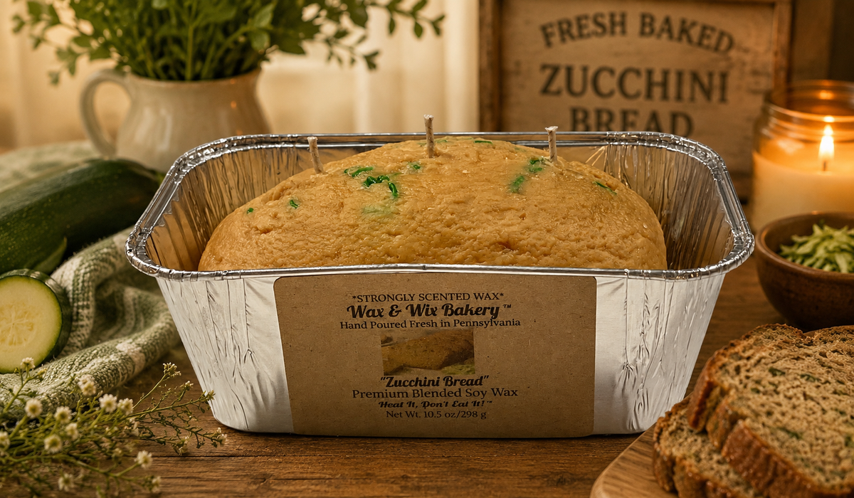 Zucchini Bread Loaf Pan Candle. Large 13 oz, Soy Wax Candle. 3 Wick Candle. Strongly Scented Candle. 13 Ounces