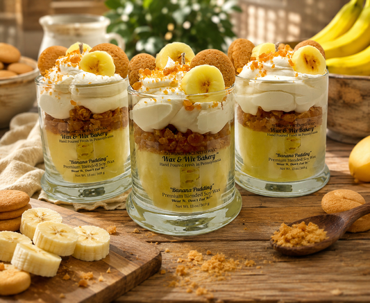 Banana Pudding Candle. 13 oz. Large Soy Candle/Bananas & Vanilla Wafers. Strongly Scented Candle
