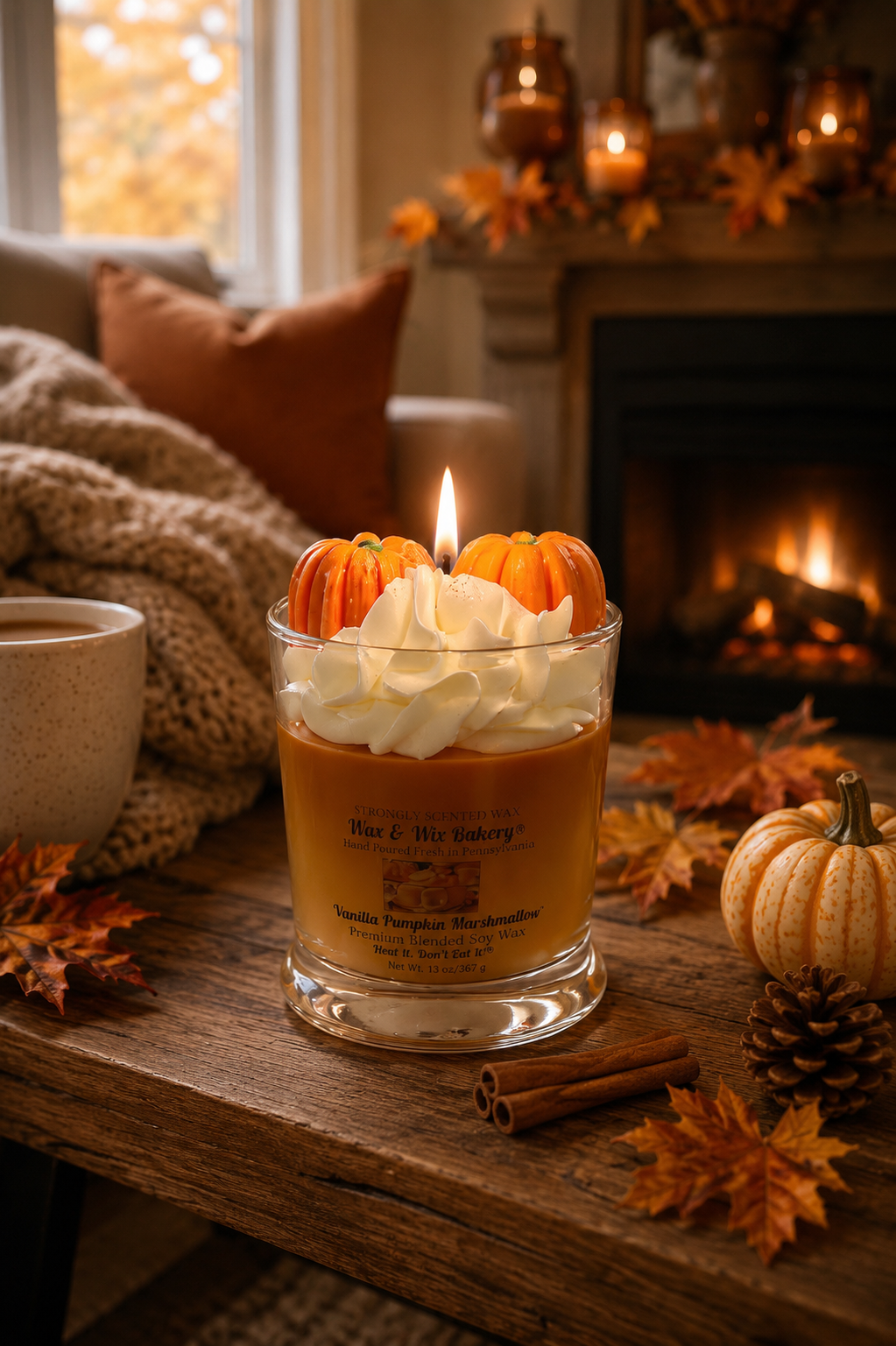 Vanilla Pumpkin Marshmallow Candle. 13oz. Soy Candle/Strong Scented Candle/Pumpkin Candle/Holiday Candle/Fall Candle