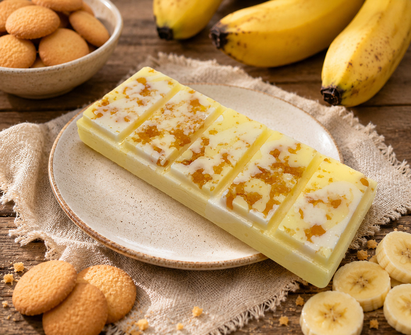 Banana Pudding Snap Bar. Strongly Scented Soy Wax. Wax Melts/Wax Tarts/Snap Bar for Wax Warmers. 1.75 Oz. 1 Bar