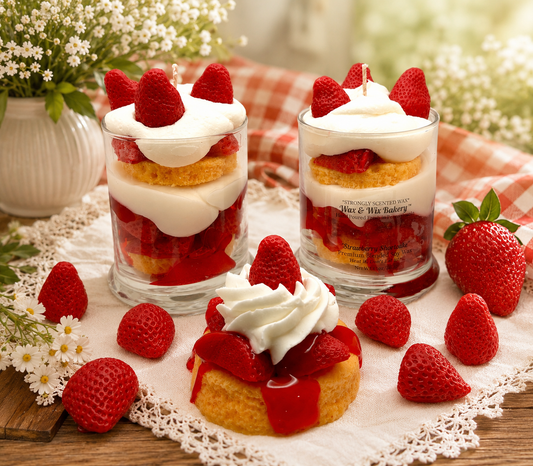 Strawberry Shortcake Candle. Large 13 oz. Soy Candle/Strawberry Summer Candle. Strongly Scented Candle