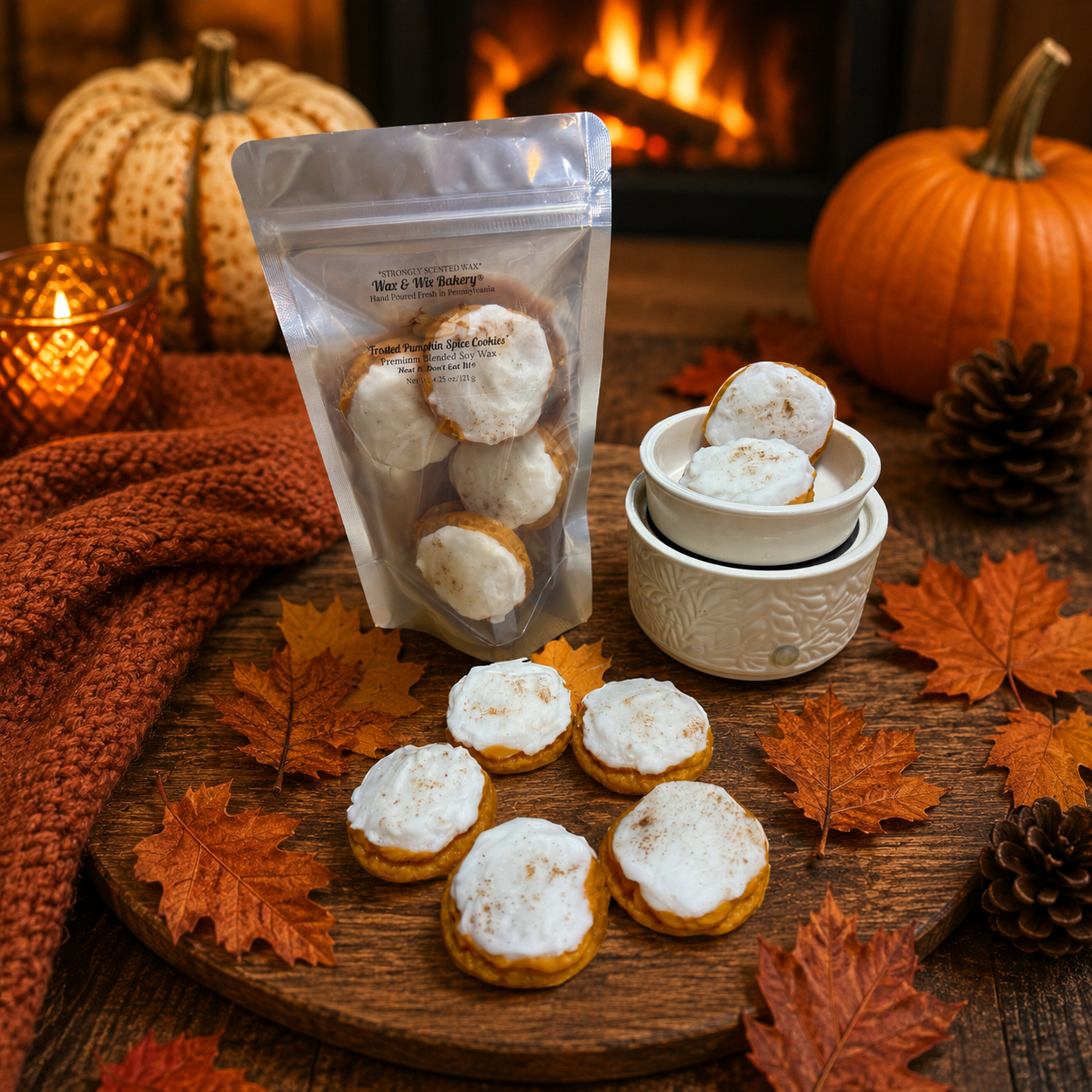 Frosted Pumpkin Spice Cookie Wax Melts. 4.25 oz. Cookie Wax Melts/Soy Wax Melts/Strongly Scented Wax Melts/Wax Tarts for Wax Warmers. 5 Cookies.