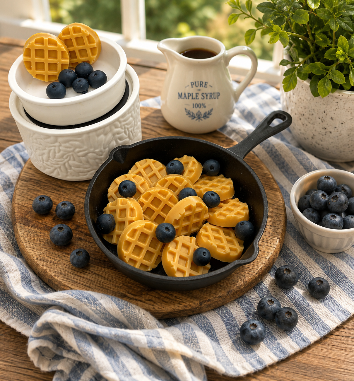 Blueberry Maple Waffle Wax Melts. Bakery Wax Melt. Strongly Scented Wax Melts. 4 oz. 12 Waffles + 9 Blueberries