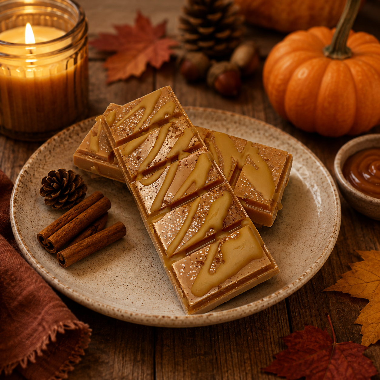 Caramel Pumpkin Swirl Snap Bar. Strongly Scented Soy Wax. Wax Melts/Wax Tarts/Snap Bar for Wax Warmers. 1.75 Oz. 1 Bar