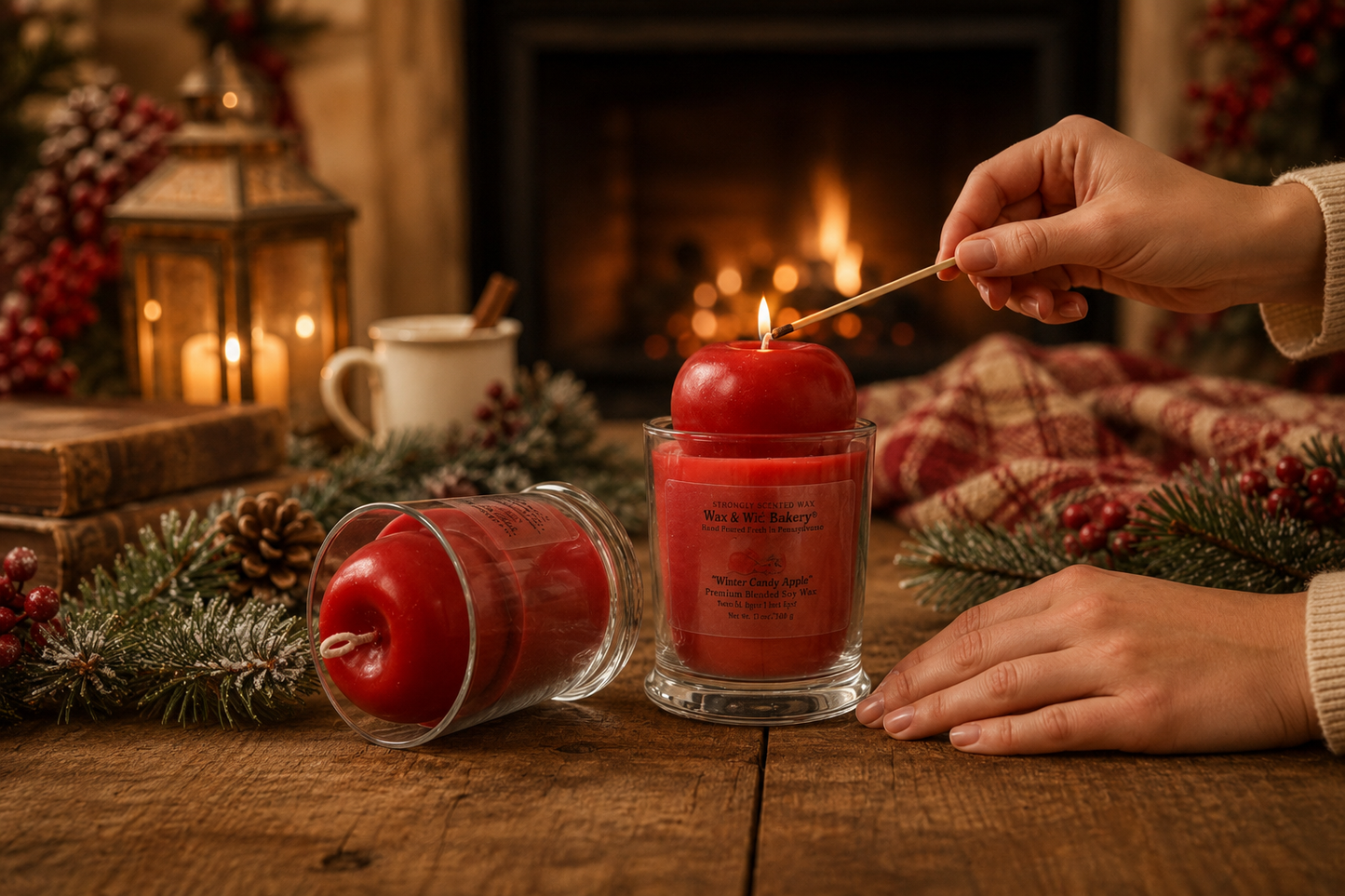 Winter Candy Apple Candle. 13oz. Soy Candle/Strong Scented Candle/Holiday Candle/Winter Candle