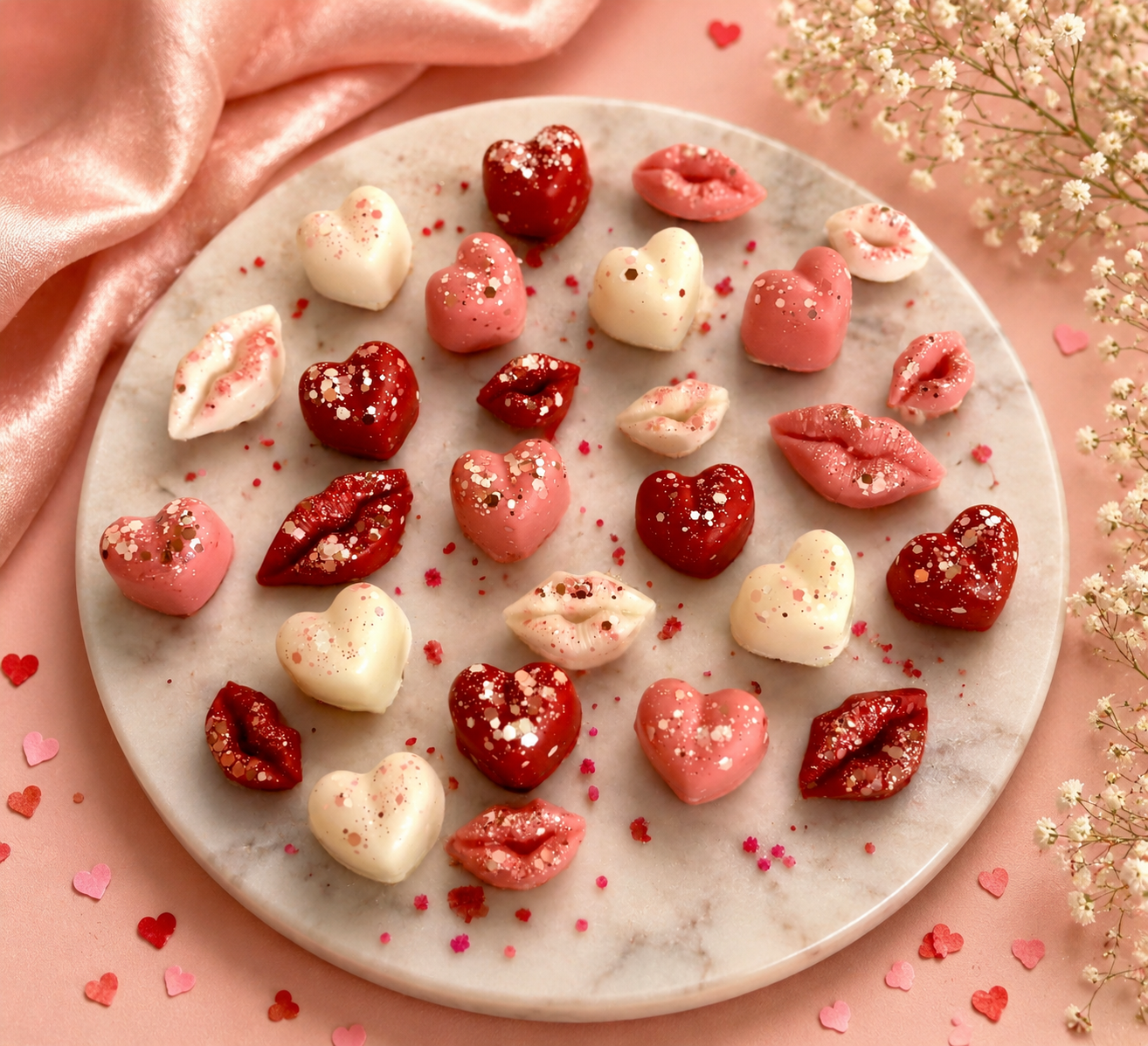 Love Spell Wax Melts. Hearts & Lips. 5 Oz. Strongly Scented Soy Wax. Wax Melts/Wax Tarts for Wax Warmers.