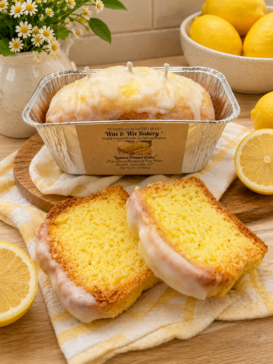 Large Glazed Lemon Pound Cake Candle. Bread Loaf Pan Candle. Soy Wax Candle. 3 Wick Candle. Strongly Scented Candle. 13 Ounce.