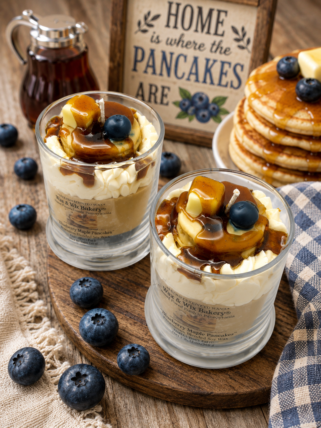 Blueberry Maple Pancakes Candle. 13 oz. Soy Candle/Blueberries, Pancakes. Strongly Scented Candle.