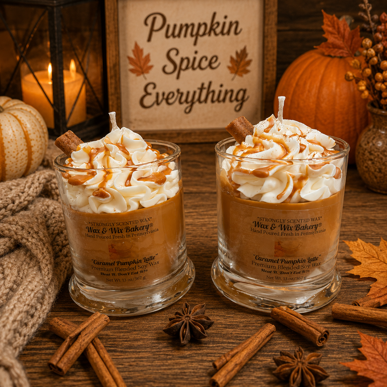 Caramel Pumpkin Latte Candle 13oz. Soy Candle/Strong Scented Candle/Pumpkin Candle/Holiday Candle/Fall Candle