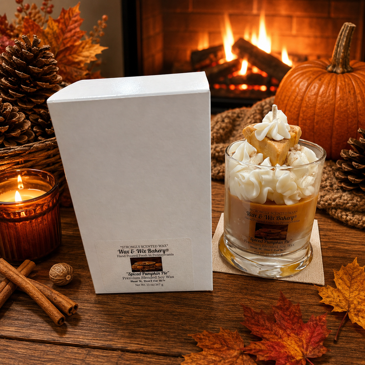 Spiced Pumpkin Pie Candle 13oz. Soy Candle/Strong Scented Candle/Pumpkin Candle/Holiday Candle/Fall Candle.