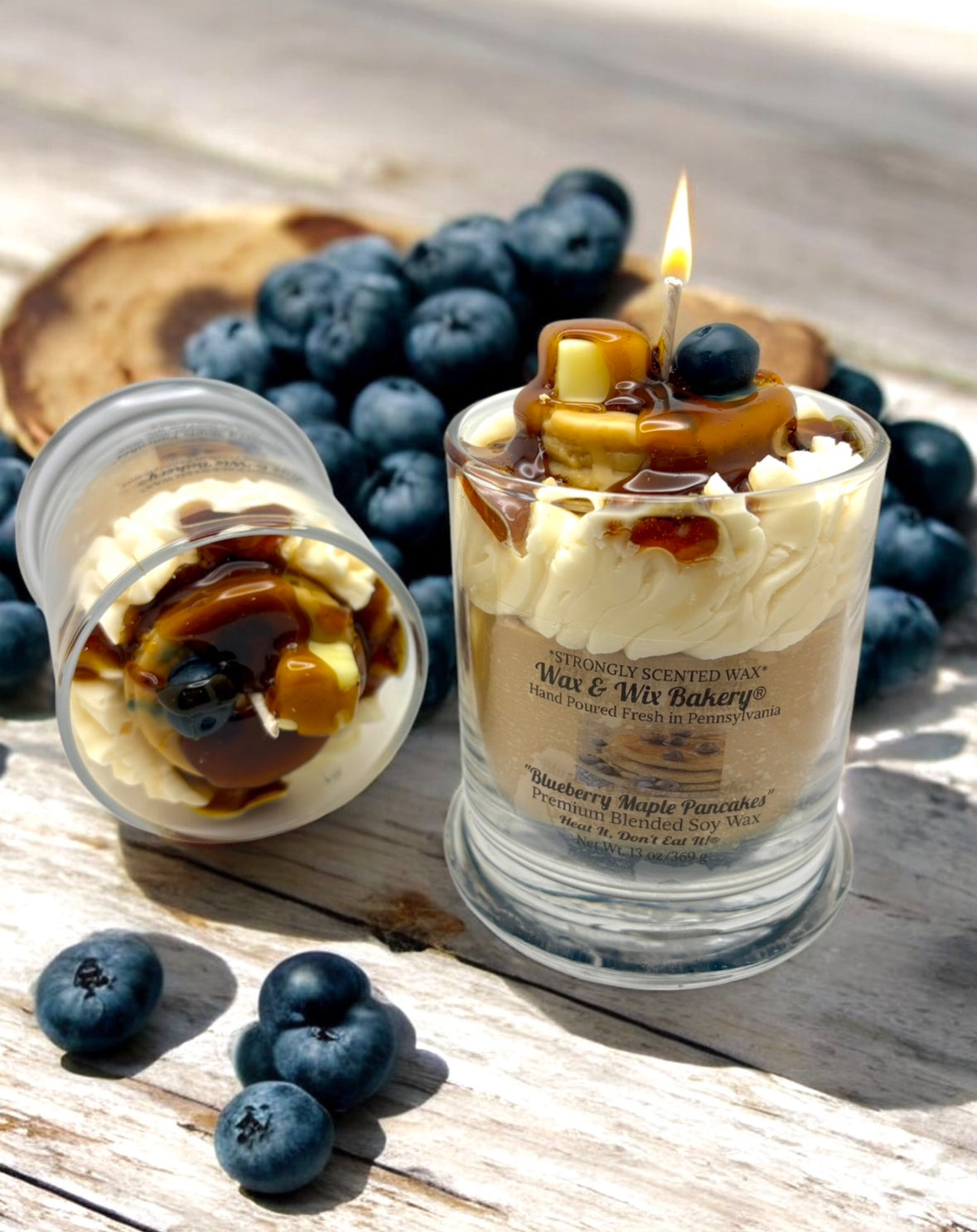 Blueberry Maple Pancakes Candle. 13 oz. Soy Candle/Blueberries, Pancakes. Strongly Scented Candle.